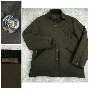 Lauren Ralph Lauren Green Equestrian Horse Jacket Quilted Coat size petite p/p